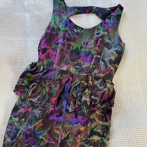 Cluny Graffiti Peplum Cocktail Dress